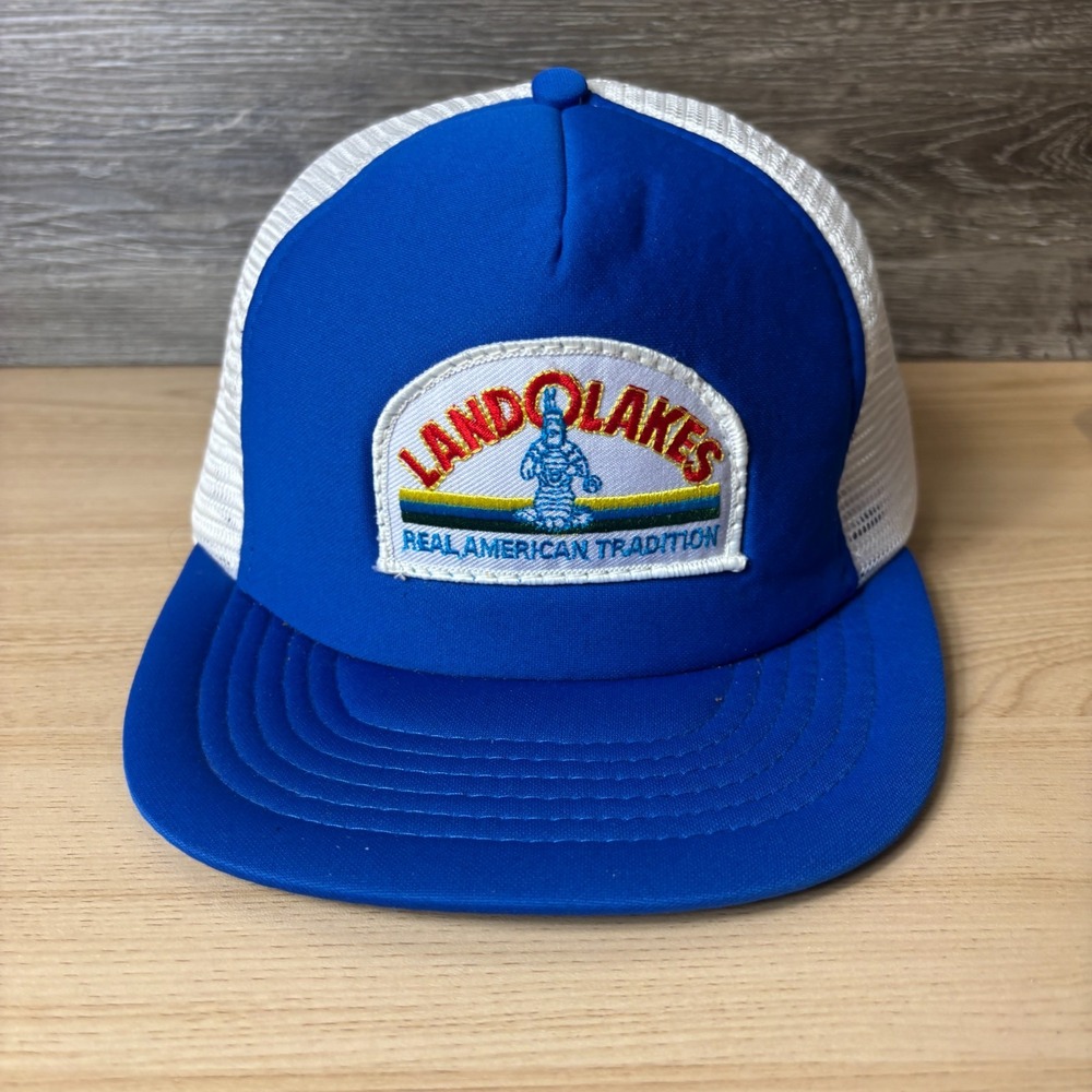 VINTAGE Land O Lakes Hat Cap Snap Back Trucker Mesh Embroidered Mens‎ 80s